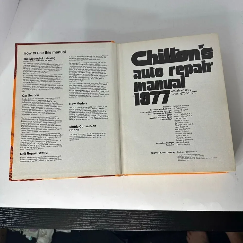Vintage Chiltons’s Auto Repair Manual 1970-1977